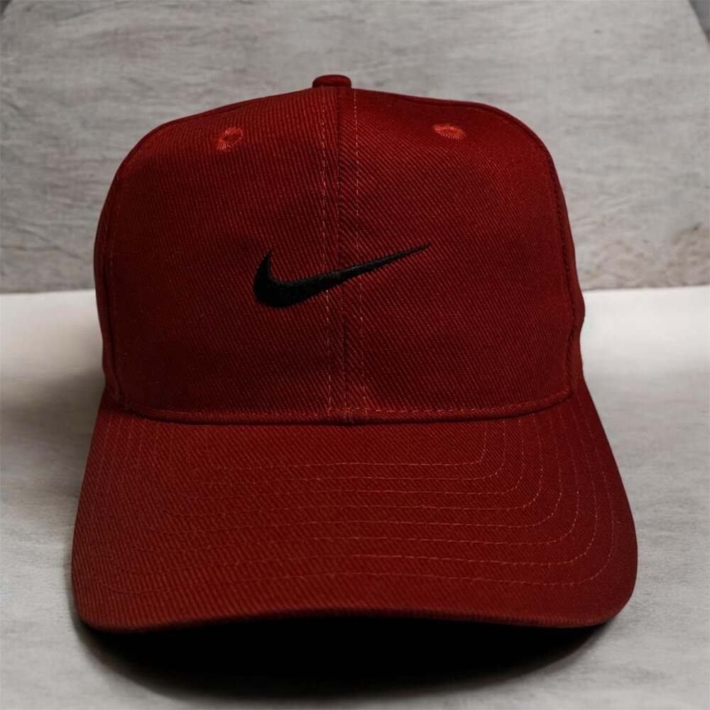 Vintage 90s Nike White Tag Center Swoosh Red Snapback Hat